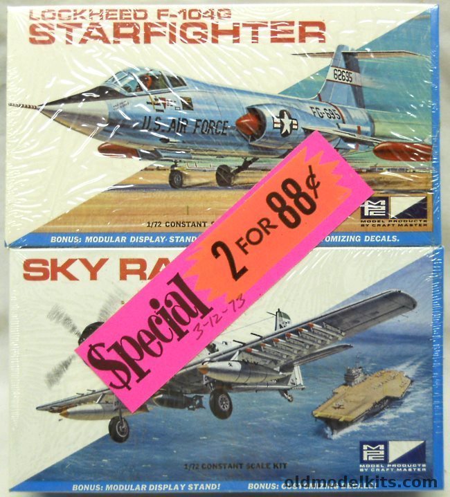 MPC 1/72 7013-70 F-104G Starfighter and 7010-70 AH-1 Skyraider Dual Set plastic model kit